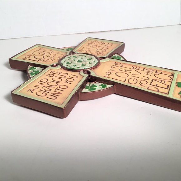 Irish Blessing Cross Celtic Shamrock wall decor 8" luck St Patricks Day … - Picture 2 of 5